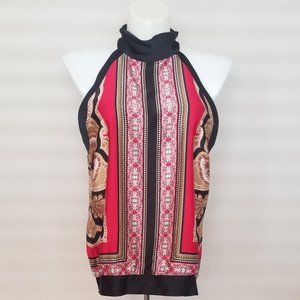 New York & Company Halter Blouse Red and Black